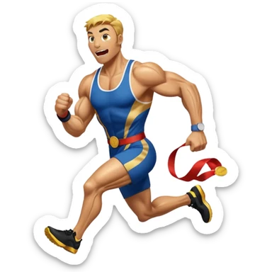 venom picking running a marathon with gold medal sticker