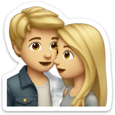 Blonde girl kissing boy with brown hair sticker