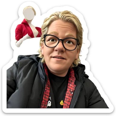 blonde boy in black jacket sticker