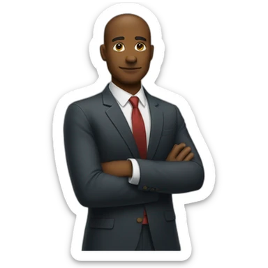a man in a suit with his arms crossed sticker