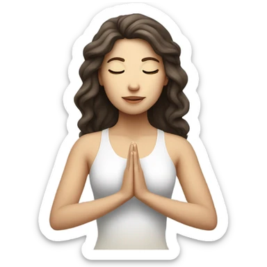 White brunette girl with beautiful hair meditating  sticker