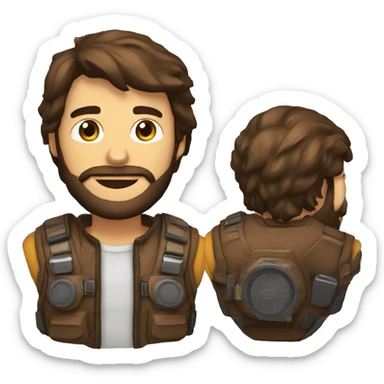 Homme brun avec une barbe avec un casque gaming sticker