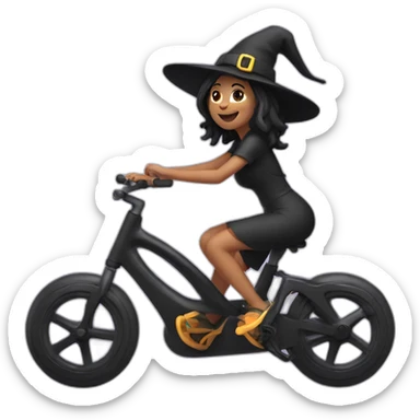 Cute witch riding spin bike sticker