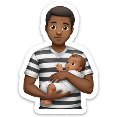 black man in jail with a baby and baby oil in his hands  sticker