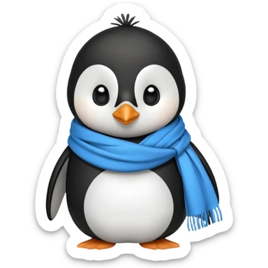 penguin with blue scarf  sticker
