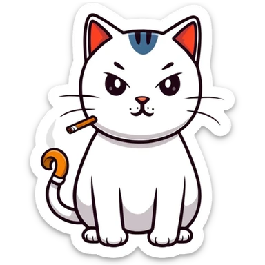 cat with cigarette in mouth staring intensely sticker