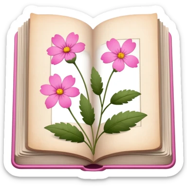 herbarium book with pink and flowers in each page  sticker