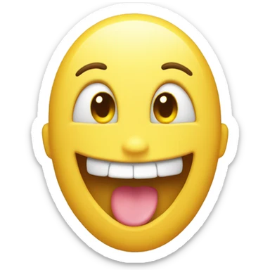 Smiling emoji with yellow bone in its mouth  sticker