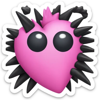 One-big-black-heart-with-pink-spikes sticker