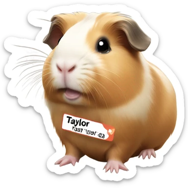 Guinea pig with Nametag Taylor sticker