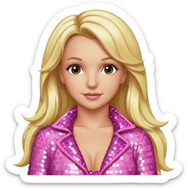 Britney Spears with long blonde hair, pink sequin outfit sticker