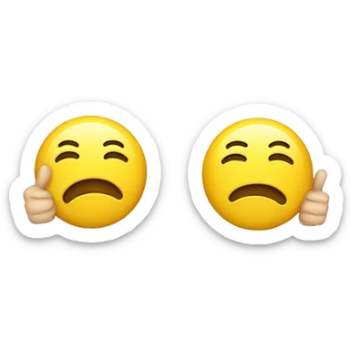 Yellow classic single smiley emoji with a bored face doing and two hands doing thumbs up sticker