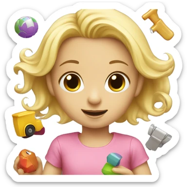 blonde children playing with toys  sticker