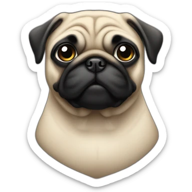 pug wearing a black t-shirt sticker