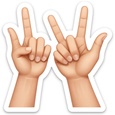 Thumbs out, index fingers up and three fingers down. Both hands touching one another  sticker
