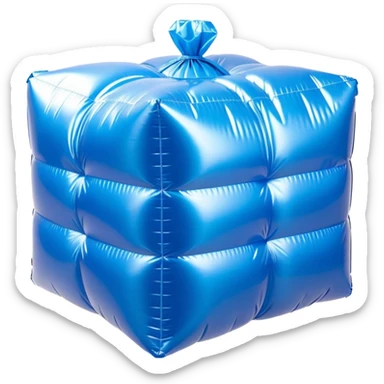 3D render of Bubble Wrapt made of shiny inflatable vinyl, visible seam lines, air valve, highly reflective plastic texture, pool toy aesthetic. sticker