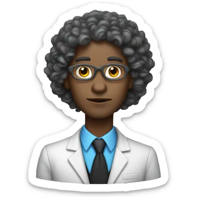 teacher, alien with long curly hair sticker