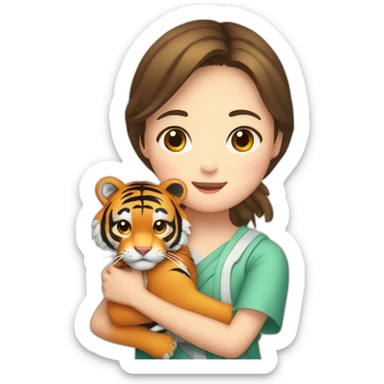Tiger in arm of Japanese  girl  sticker
