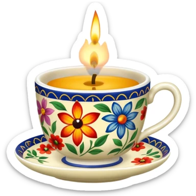 flower patterned teacup candle sticker