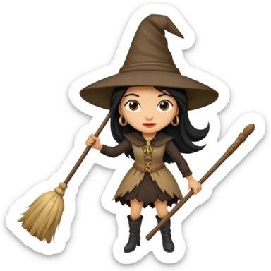 Bruja en escoba sticker