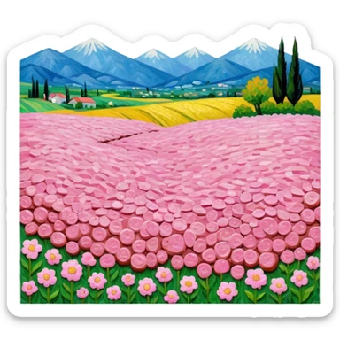 van gogh style pink SPAM  meat flowers landscape sticker