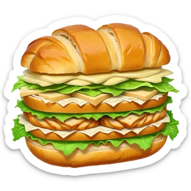 Croissant chicken and Cesar salad sandwich emoji. One layer of chicken and one layer of Cesar lettuce that’s it  sticker