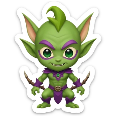 short green goblin, cute chibi full body sticker