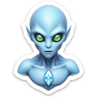 crystal alien portrait, head and shoulders only, transparent crystal skin, glowing core inside chest, sharp geometric features, 3D cartoon, mobile game icon style, clean background, no text, no watermark
 sticker