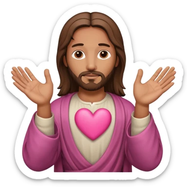 Jesus making pink heart with hands sticker