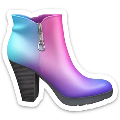 Realistic isolated top view pair of pink purple and pastel blue ombre high heel ankle bootie boots.  sticker