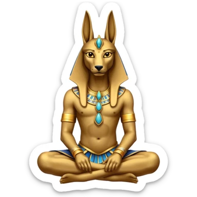 Ancient style lavishly adorned anubis staged formally sitting posed sticker