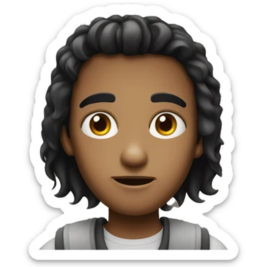 Boy with blak hair beging eyes iOS style sticker