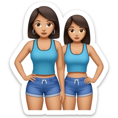 a big chested, big butt latina in a tank top and shorts sticker