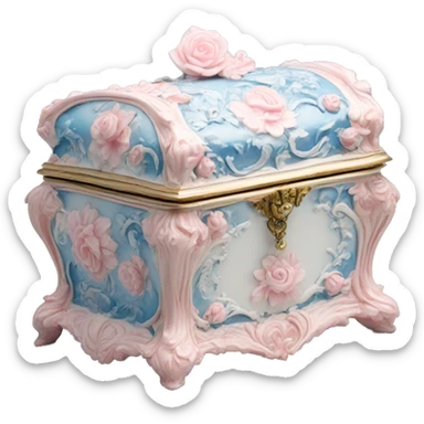 Rococo floral jewelry box white pink and blue  sticker