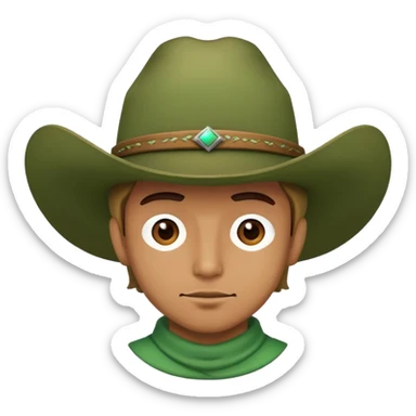 Cowboy wearing a green hat sticker