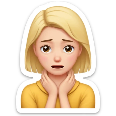 a girl crying with her arms around her neck sticker