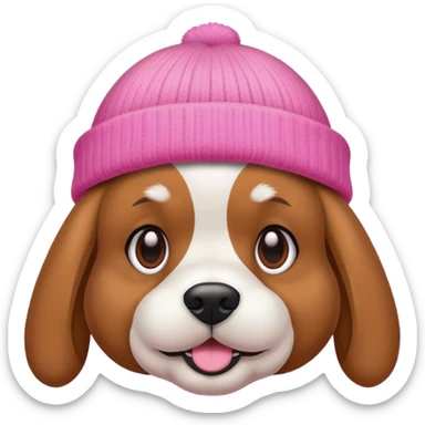 dog wearing a pink beanie sticker