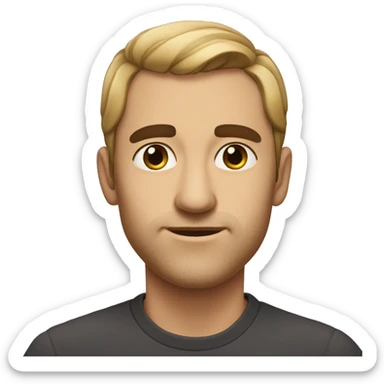 Man with one eyebrow up and one eyebrow down with a perfect jawline sticker