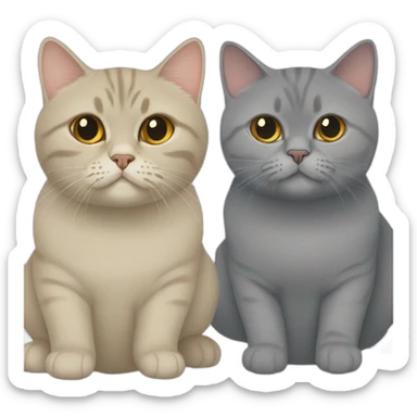 A golden British shorthair next to a grey British shorthair sticker