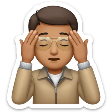 Man covering his eyes with his hands sticker