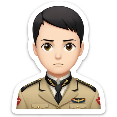 Levi Ackerman from Attack on Titan, with black undercut hair, serious expression, Scout Regiment uniform with cravat sticker