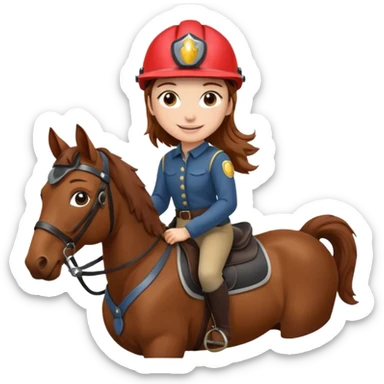 brown haired girl on a cheatnut hporse smiling' sticker