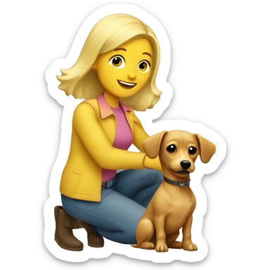 Blonde woman and chiweenie gardening sticker