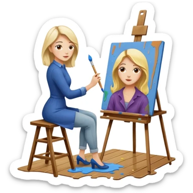 cozy art studio sticker