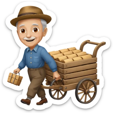 My grandfather is pulling a cart sticker