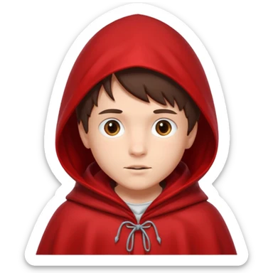 brunete boy little red riding hood sticker
