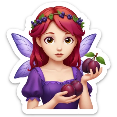 fairy with plums red hair wearing purple  sticker