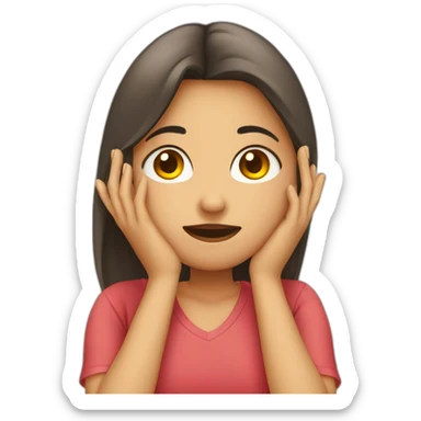 Girl shy with hand on face sticker