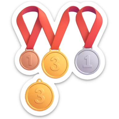 3 winners in 1st, 2nd & 3rd place emoji show the order numbered with 2, 1, 3 sticker