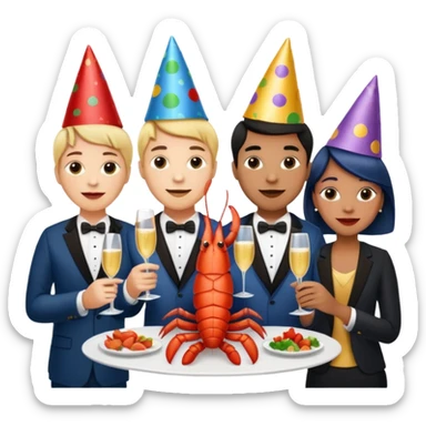 200 people eating lobster at a family party sticker